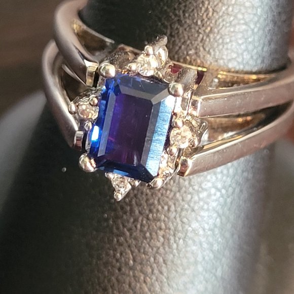 Karis Brand Ruby and Quartz and Sapphire and Quartz Reversable Ring Size 8 1/4 - Picture 8 of 9